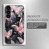 Pink butterfly tempered glass phone case suitable for Samsung Galaxy S26 S25 S24 S23 S22 S20 FE/Ultra/Plus anti drop back cover