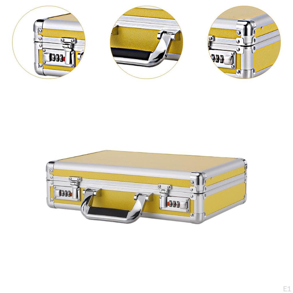 Aluminum Alloy Case Document Storage Box Hard Shell Briefcase for Outdoor Men Mic