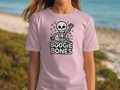 Boogie Bones T-Shirt, Dancing Skeleton Tee, Funny Halloween Shirt, Spooky Season Apparel, Cute Skeleton Design, Gift Idea, Trendy Graphic T