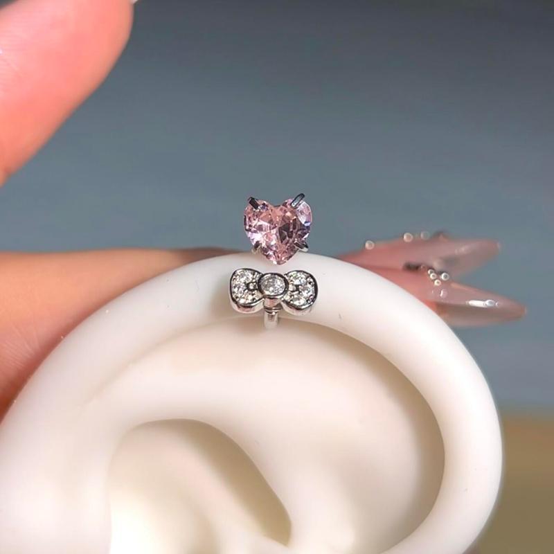 1 Pcs Colorful Star Annular Ear Bone Nail Stainless Steel Cute Love Heart Cross Earrings for Women Body Puncture Accessories