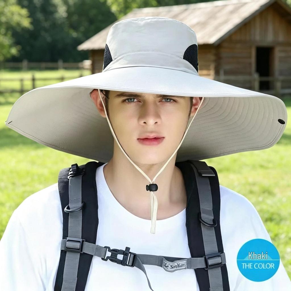 Men's Wide Brim Sun Protection Hat for Summer Outdoor Activities, Fishing, and Mountaineering
