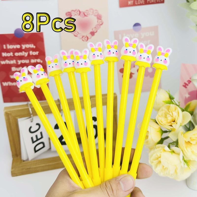 

10pcs Yellow Easter Bunny Shaped Retractable Pens, Cartoon Press Pen 0.5mm Black School Supplies Stationery Funny Easter Gift Holiday Party Favors, st Random style 10Pcs