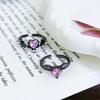 Dark Sweet Cool Pink Zircon Love Open Ring Punk Stacked Wear Personality Niche High Sense Girlfriend Ring Girl