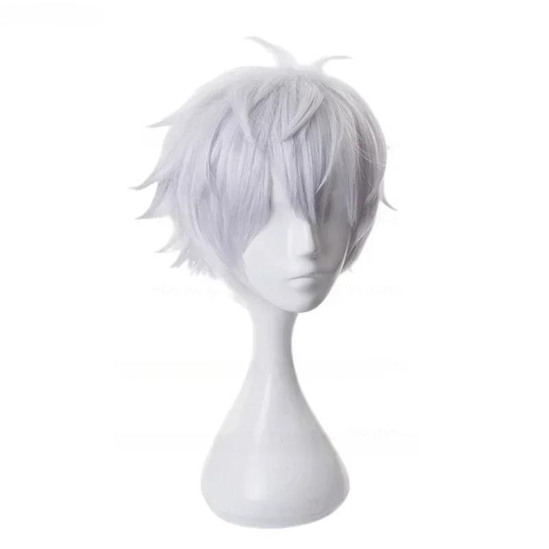 Gojo Satoru Cosplay Wig Anime Jujutsu Kaisen Cosplay Gojo Short Heat Resistant Synthetic Hair Anime Wigs Costume Party