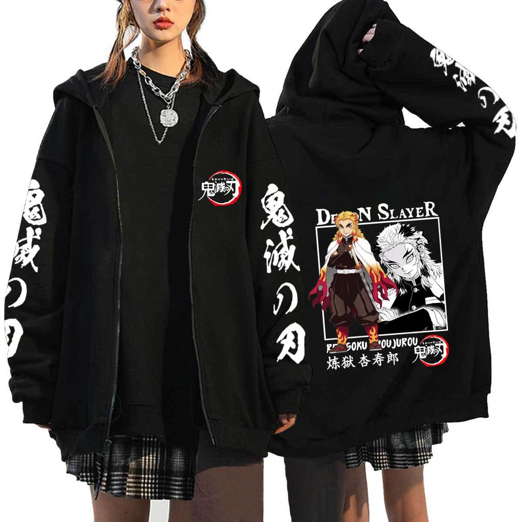 Japan Cartoon Comics Demon Slayer Printed Zip-Up Sweatshirt Unisex Fashion Hoodie/Jacket 0041