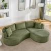 3-zits compressiesofa, rechter chaise longue+2-zits, boogontwerp, zachte corduroy stof, bekerhouder, kussens, vacuümverpakt, woonkamer, Groen