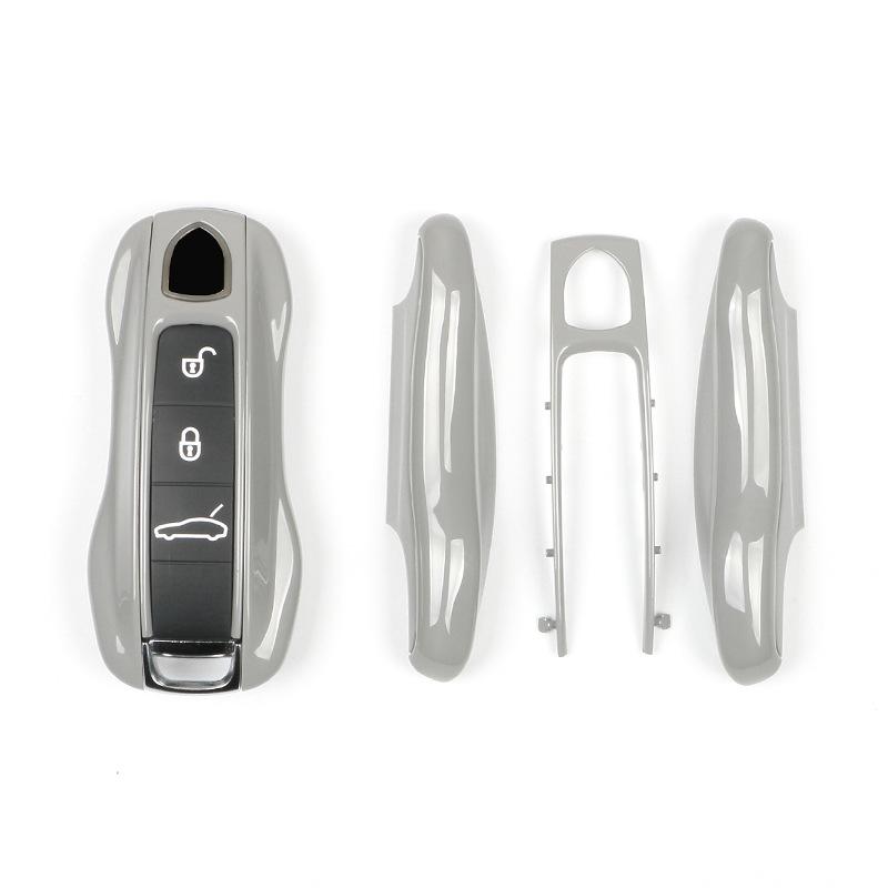 

For Porsche Track 72 White Matte Grey Keycase MACAN718 Cayenne PANAMERA Car Keychain