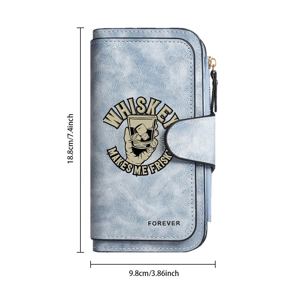 Whiskey Print Wallet for Daily Use Portable Card Holder Fashion Casual Long Purse