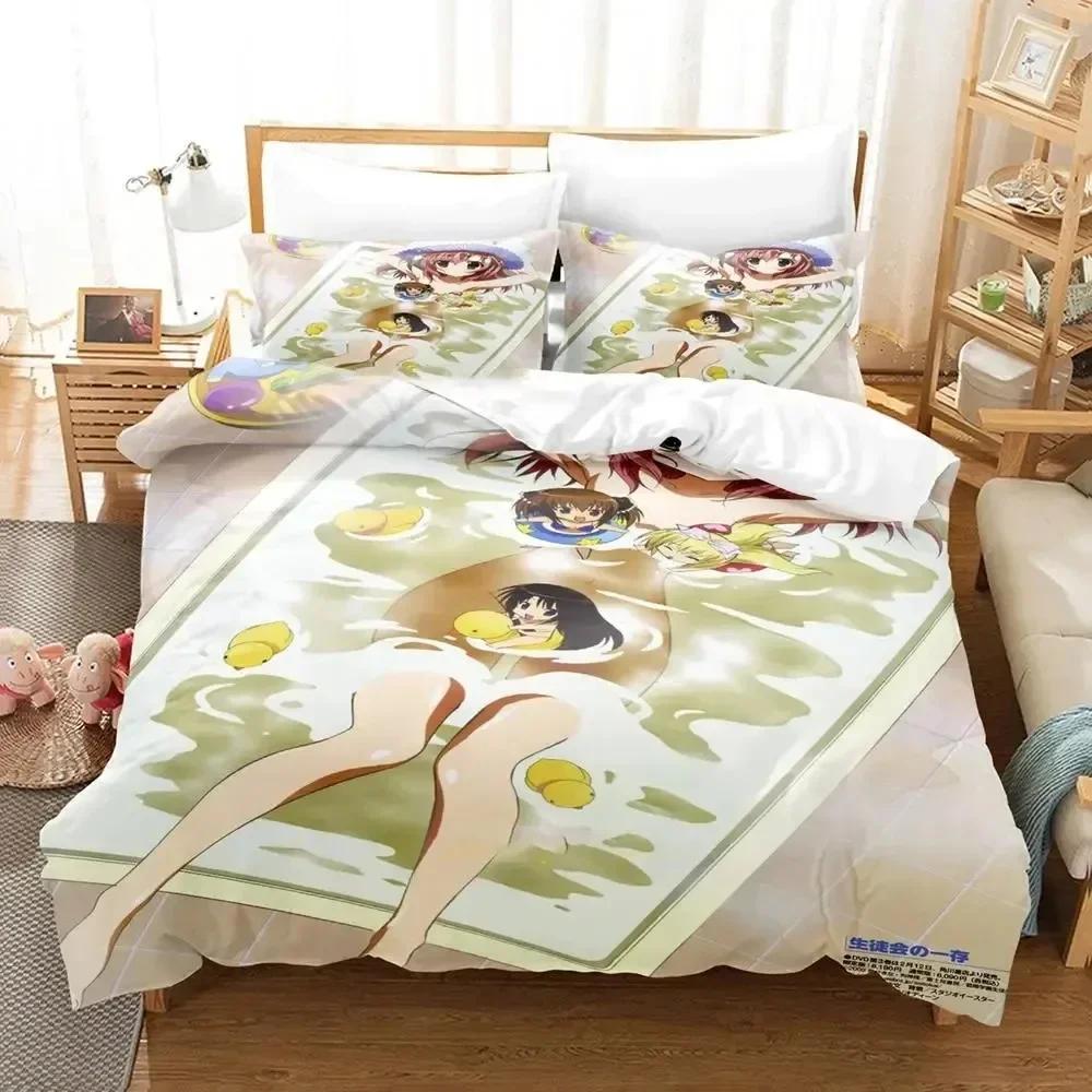 Student Councils Discretion Bedding Set Boys Girls Twin Queen Size Seitokai No Ichizon Duvet Cover Pillowcase Bed Kids Adult