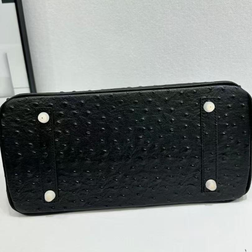 Cross-border Special Ostrich Pattern Platinum Bag First Layer Cowhide Foreign Trade Shoulder Portable Messenger Bag Large Capacity Fashion You Woman