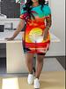 Butterfly European and American Women's Clothing Coconut Tree Printing T-Shirt Shorts Set Sports Suit