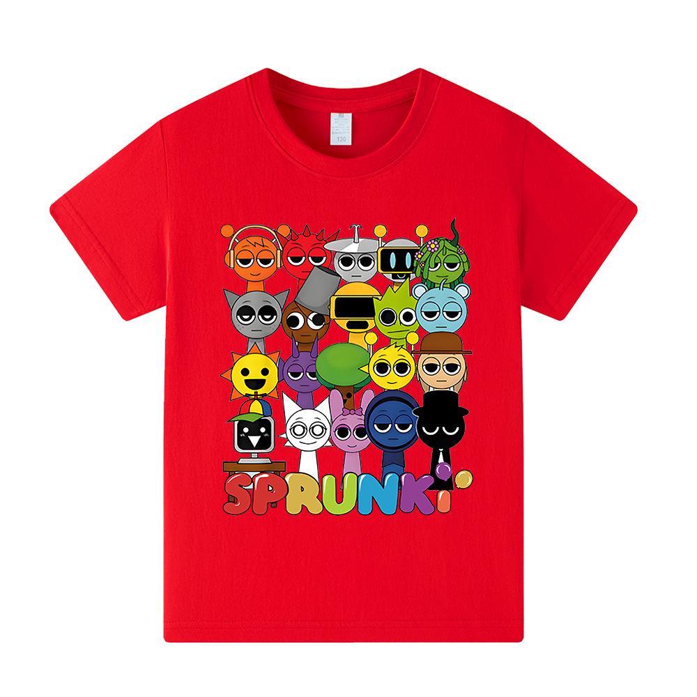 Popular Rhythm Box/Sprunki Cartoon Print Girls' Short Sleeve T-shirt