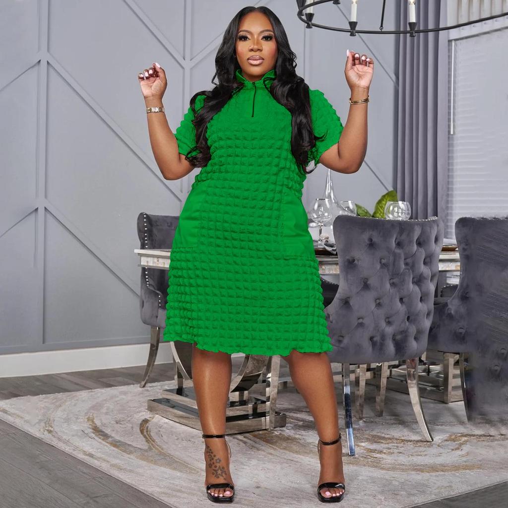 N8070 Short Sleeve European & American Style Zipper Hollow Out Bodycon Mini Dress