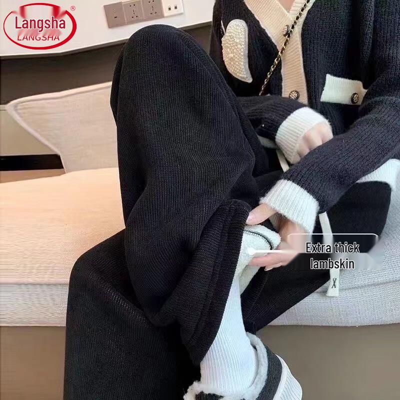 

Women s Lamb Wool Lined High-Waist Wide-Leg Pants L (Recommended 111-125 jin)