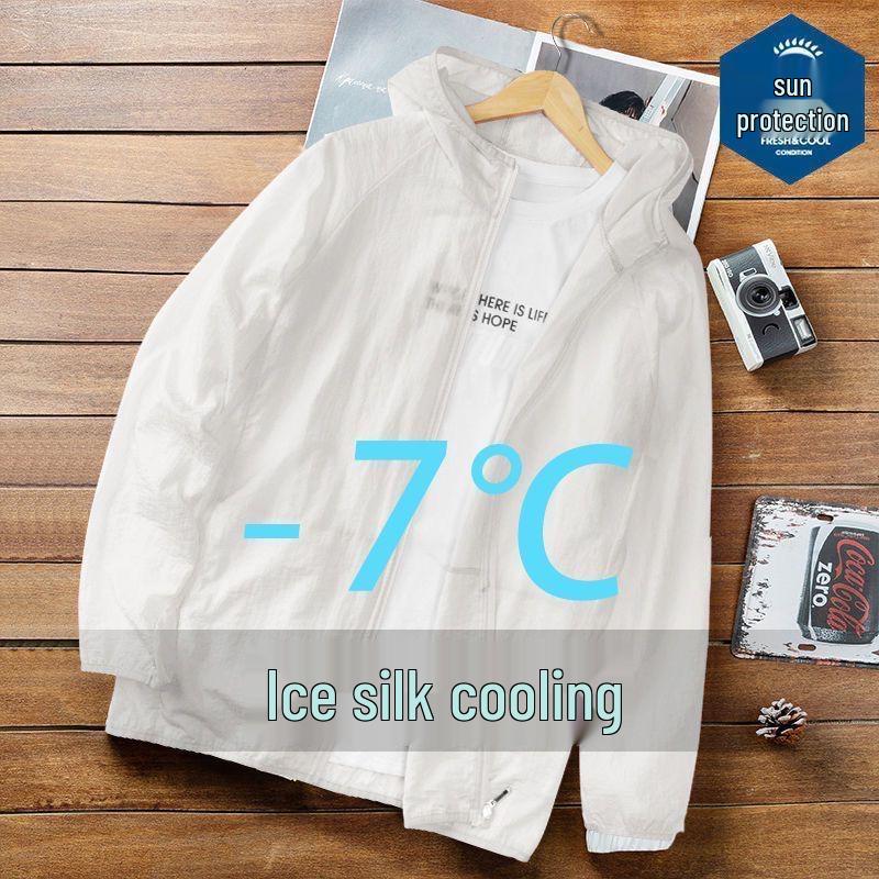 Herren Slim Fit Sommer Eis Seide Kapuzenwindjacke - Leichte Sonnenschutzjacke zum Angeln und für Sport