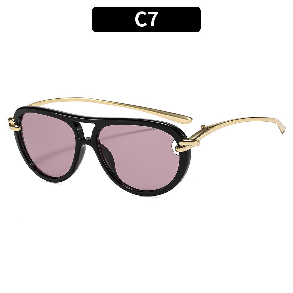 New fashion double beam toad glasses advanced sense rope knot women's personality design glasses European and American catwalk street sunglasses