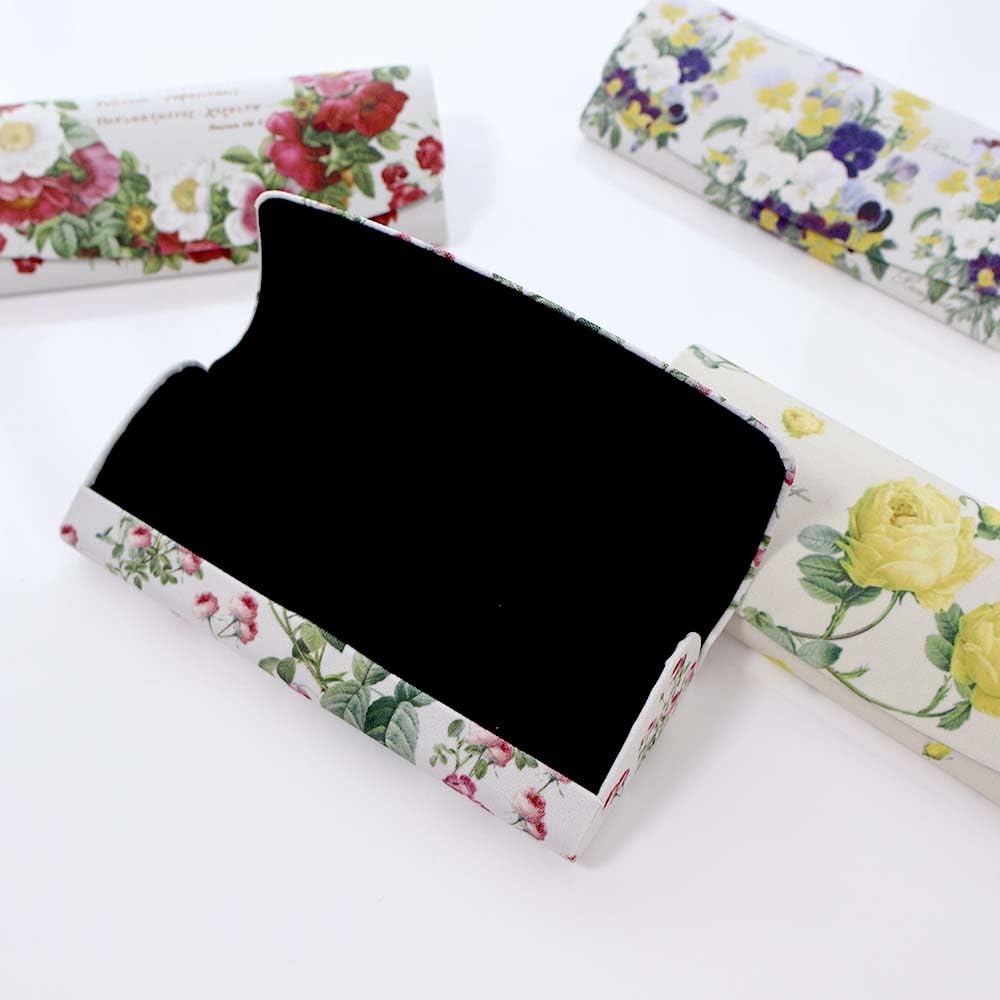 Rose Lily Pattern Eyeglass Case with Made in Hard Case Redouté Cloth, Japan,