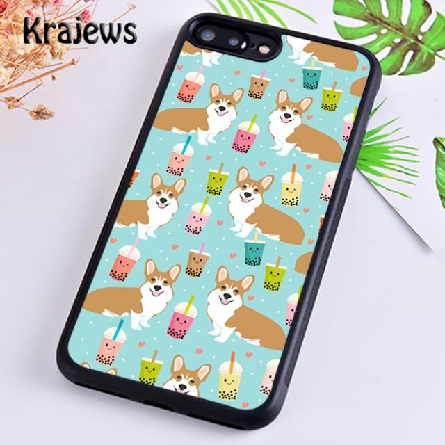 Krajews Corgi und Bubble Tea Weiche Handyhülle für iPhone 14 5 6s 7 8 plus XR XS 11 12 13 pro max Samsung S21 S22ultra Plus