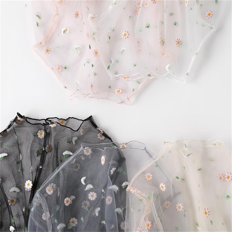 Women T Shirt See Through Transparent Mesh Tops Long Sleeve Sheer Turtleneck