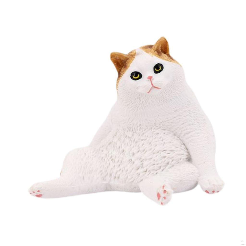 Cat Figurine Animal Toy Lifelike Sculpture Cake Topper Figure Simulation Kitten for Easter