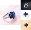 Elegant Blue Flower Shaped Ring For Women With Silver Topaz Detailing In Fashionable Style