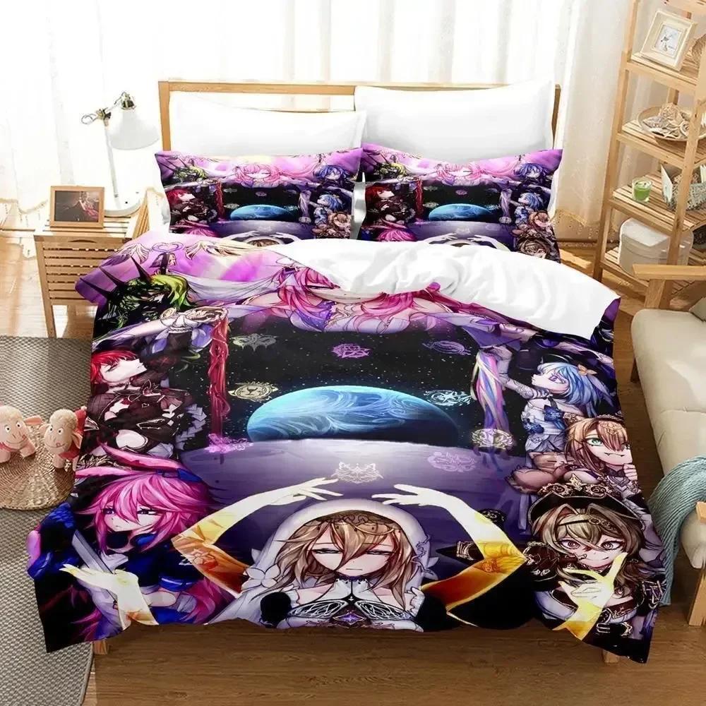 Nytt 3D-tryck Anime Honkai Impact 3 Sängklädesset tredelat set Vuxen Barn Sovrum Påslakan Set Hemtextilier Födelsedagspresenter