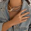Exaggerated Large Hollow Metal Choker Necklace and Bracelet for Women Trendy Statement Jewelry Accessories on Neck/Hand Female