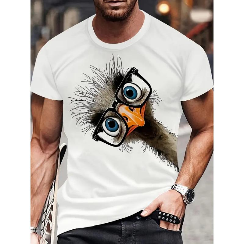 

Футболки с рисунком страуса и забавными животными, напечатанные на 3D-принте, для мужчин и женщин, модные летние повседневные футболки, свободные детские футболки большого размера 5XL