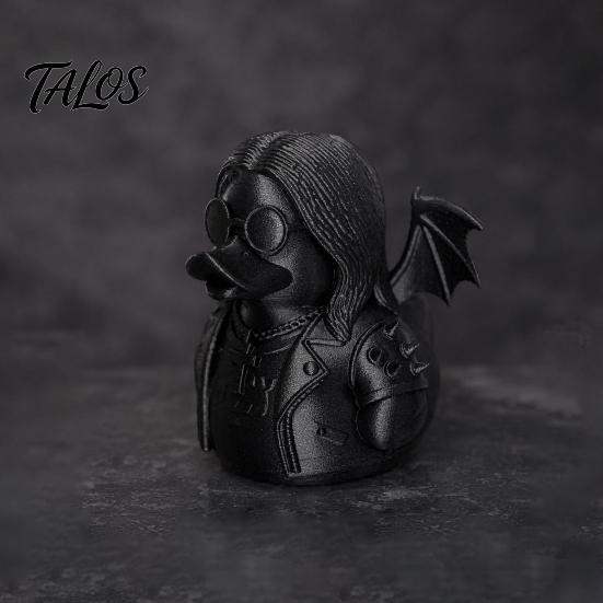 Desktop Duck Decoration 3D Printed Rock Figurine Ornament, Dark Style Stable Base Statue Sculpture, Artistic Gothic Animal for Halloween Home