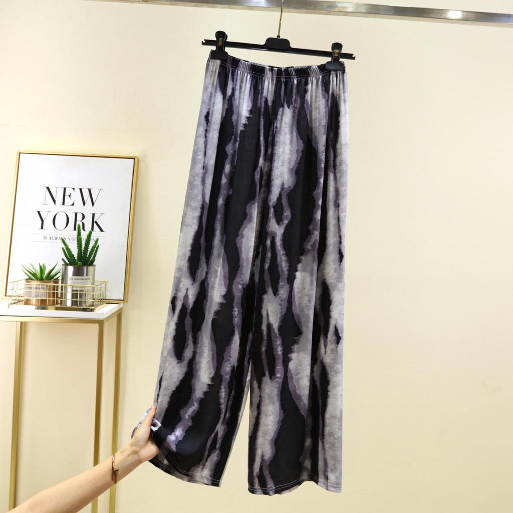 Women's French Romantic Wide-Leg Floor-Length Pants - Spring/Summer Plus Size, Elastic Waist