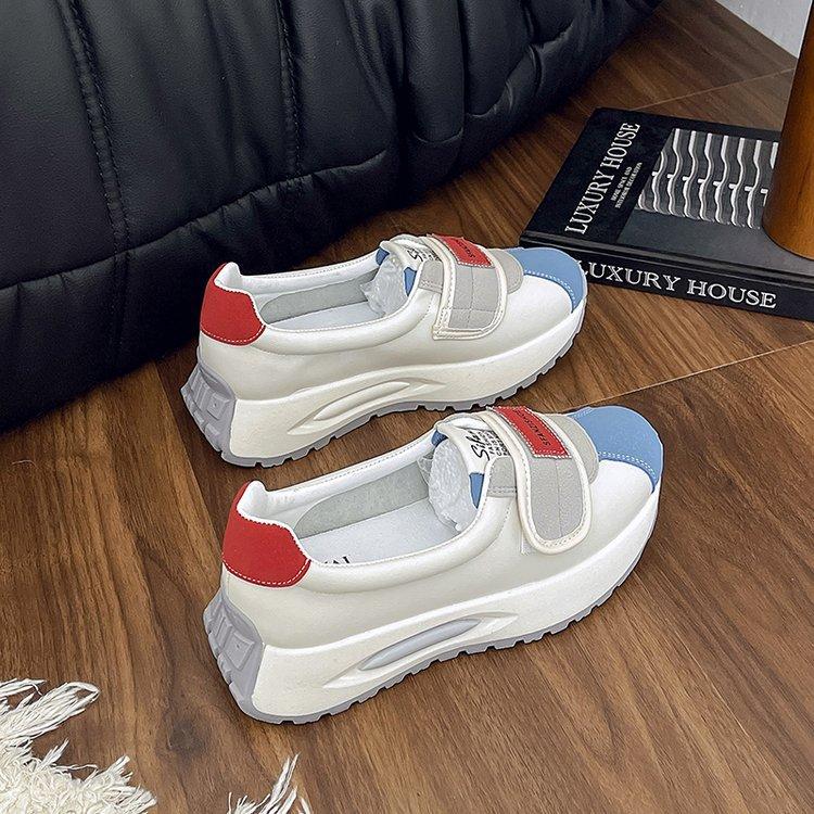 Thick-soled heightening single shoes women's spring 2025 new heightening breathable Velcro sports and leisure shoes nis versatile