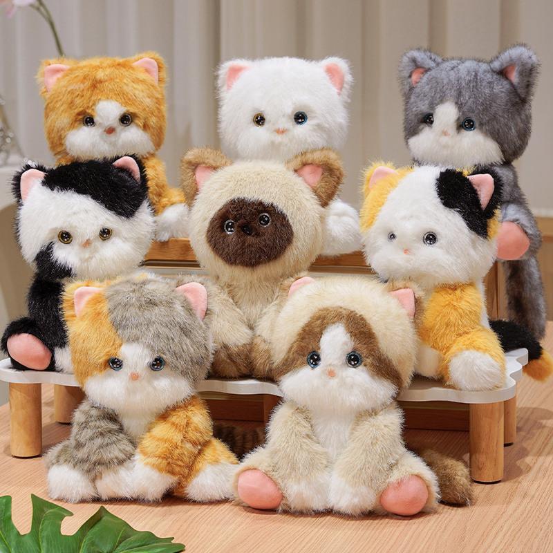 24Cm Cartoon Cute Cat Plush Doll Realistic Siamese Cat Ragdoll Orange Black White Cat Plush Toy Home Decor Accompany Gift