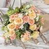 Plastic Simulation Rose Bouquet Real Touch Fake Flower  Living Room Desktop