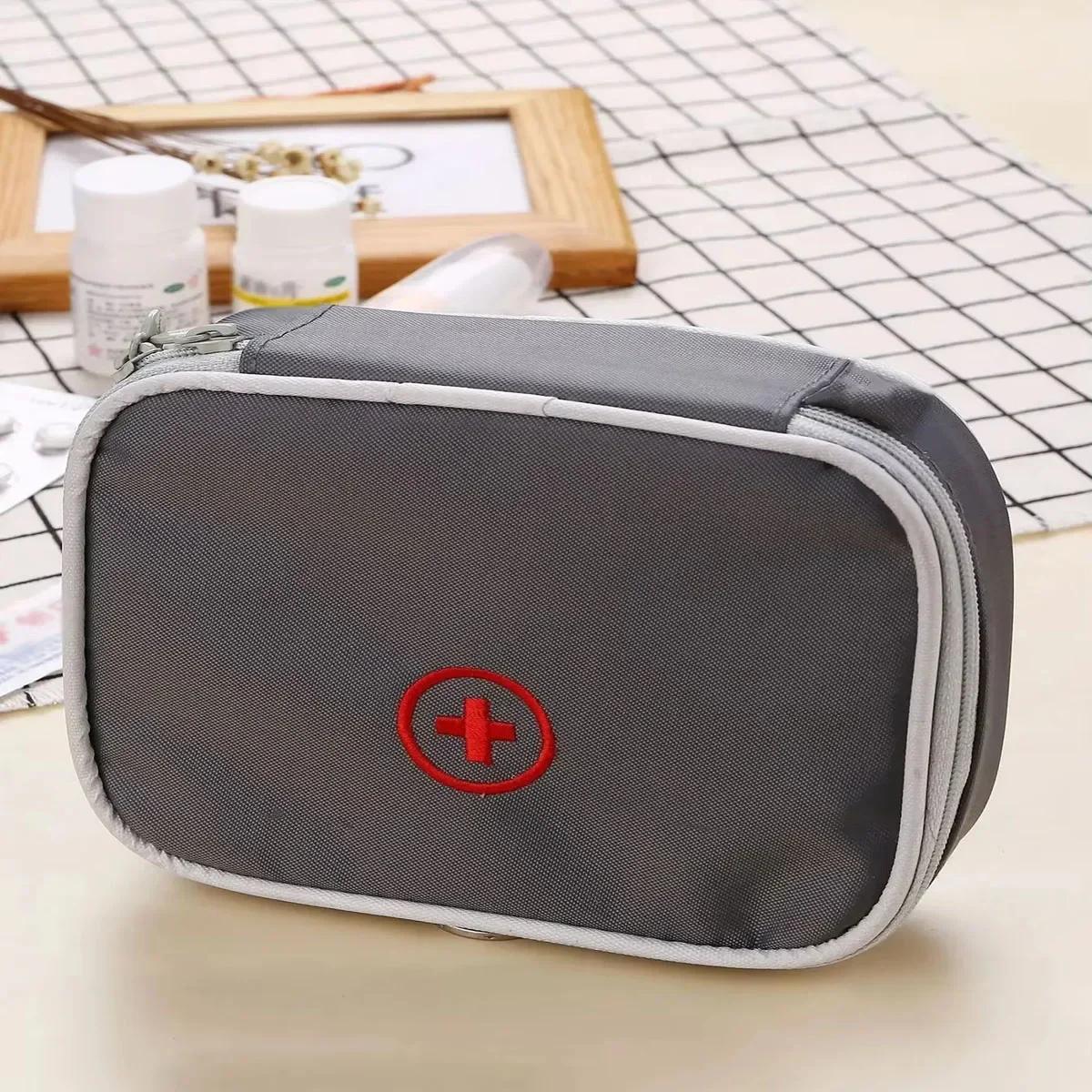 

Пустая мини-сумка для домашней аптечки первой помощи, дорожная портативная упаковка для лекарств, сумки для набора для экстренной помощи, медицинская сумка, маленький органайзер серый