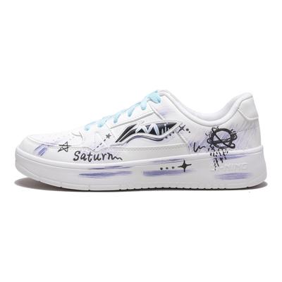 Li Ning January 1.0 Planet Season Abrasion Resistant Lightweight Low Top Skateboard Shoes Men's White AGCV493-5(Team893-)