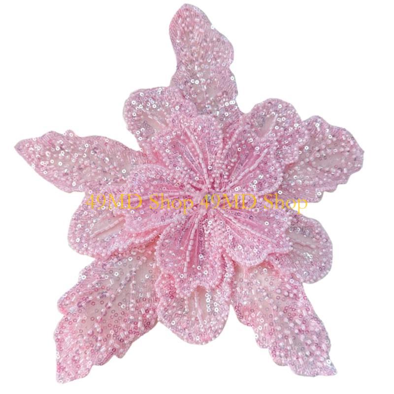 49MD Eye-Catching Flower Applique Sequined Sewing On Patches for Wedding Dress