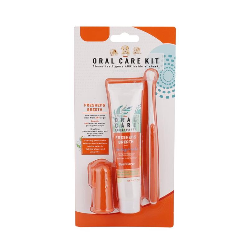 

Pet Cleaning Tools Kit Dog Gum Care Products Kit Reduces Plaque & Tartar Buildup for Pet Toothpaste Toothbrush Finger Brush Set