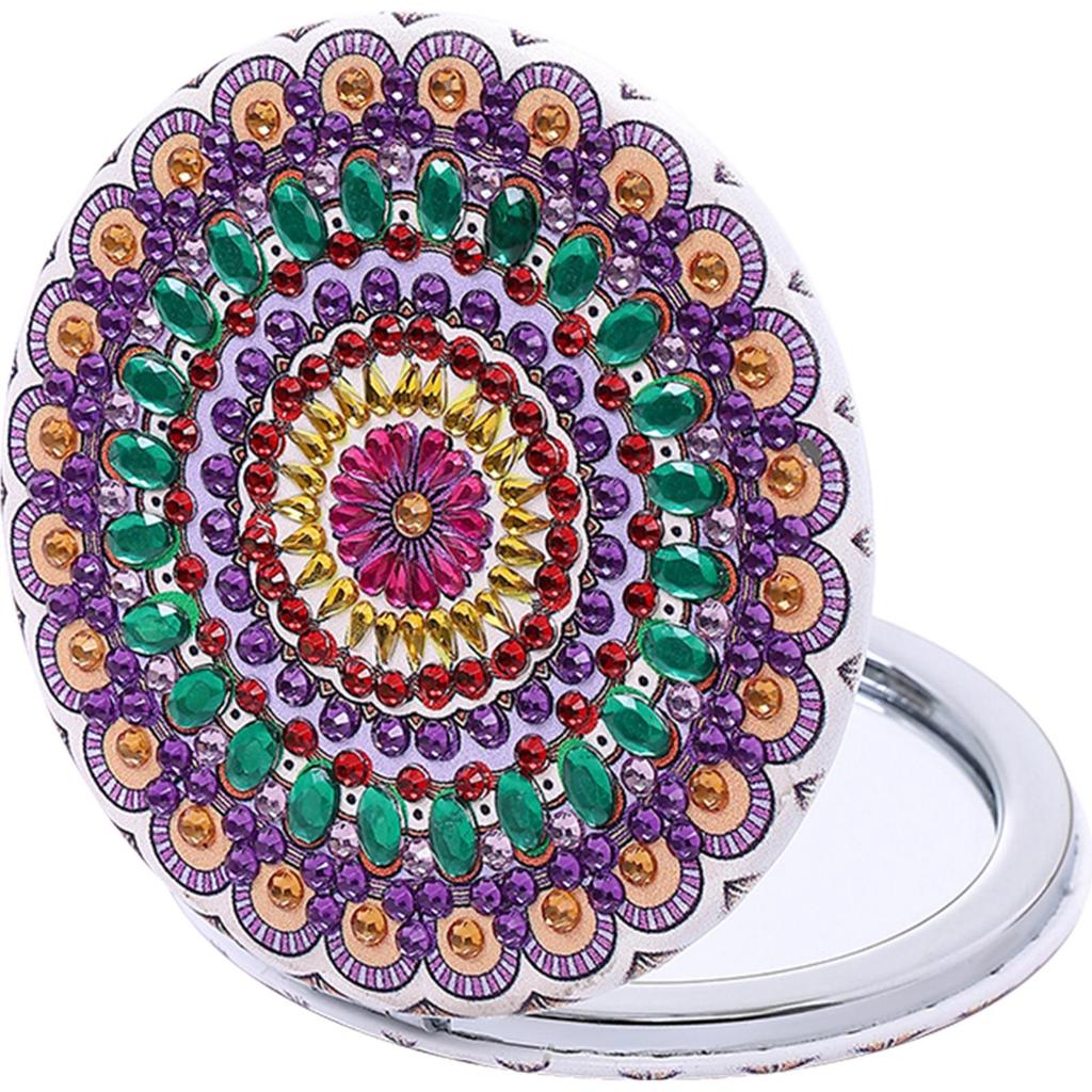 DIY Diamond Painting Makeup Mirror Pocket Mirror Double Side Ultra-thin Mini Makeup Mirror Mandala Pattern for Adult and