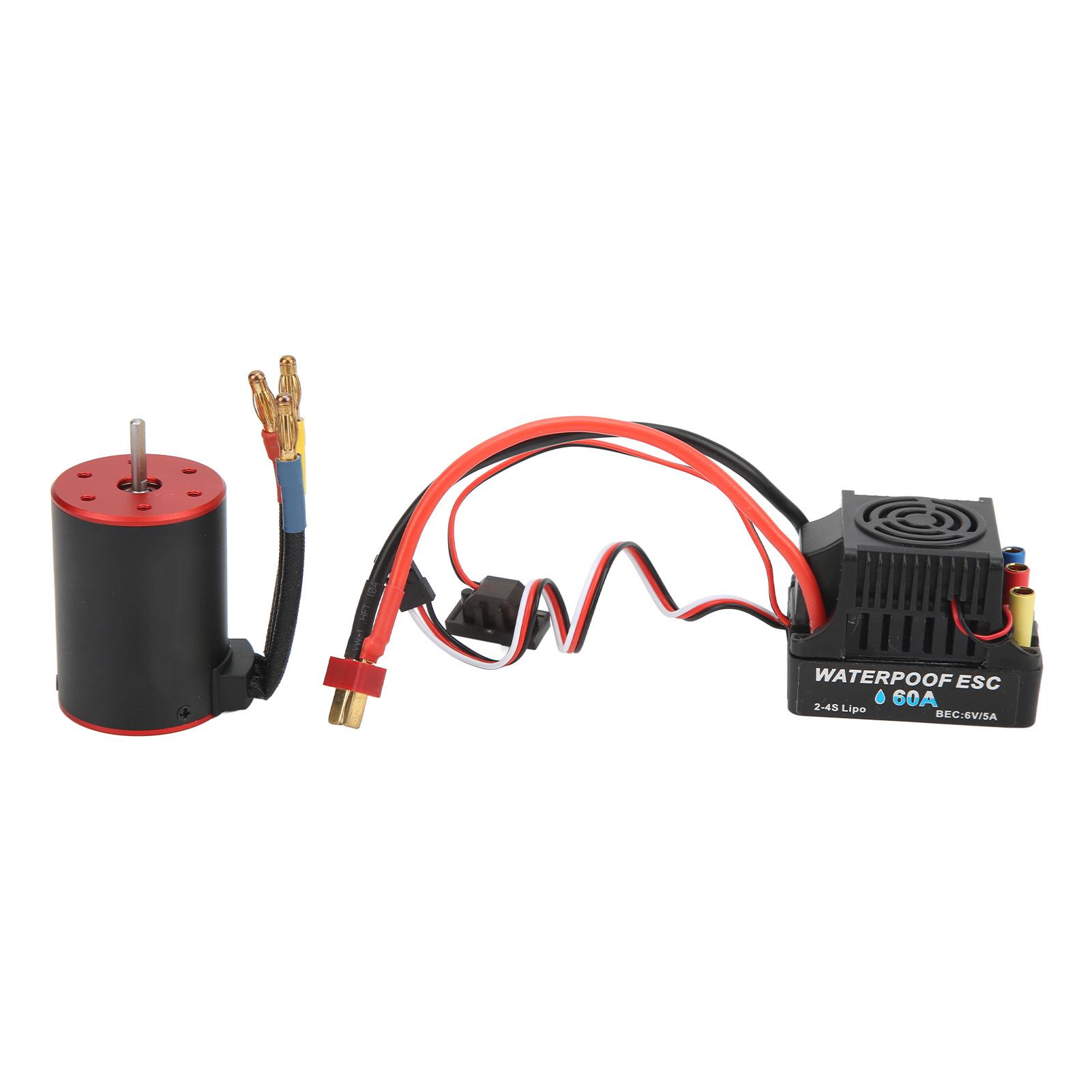 

36502300KV Waterproof Brushless Motor with 60A ESC Program Card 4mm Banana Plug Holder for 18