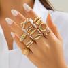 10 Pcs Vintage Minimalist Rings For Women Fashion Hollow Out Geometric Open Ring Daily Wear Party Decoration Jewelry Set Gifts
