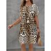 Summer Women's Round-neck Leopard Print Plus Size 3D Print Vacation Dress Fashionable Comfortable Soft Breathable Mini Dress
