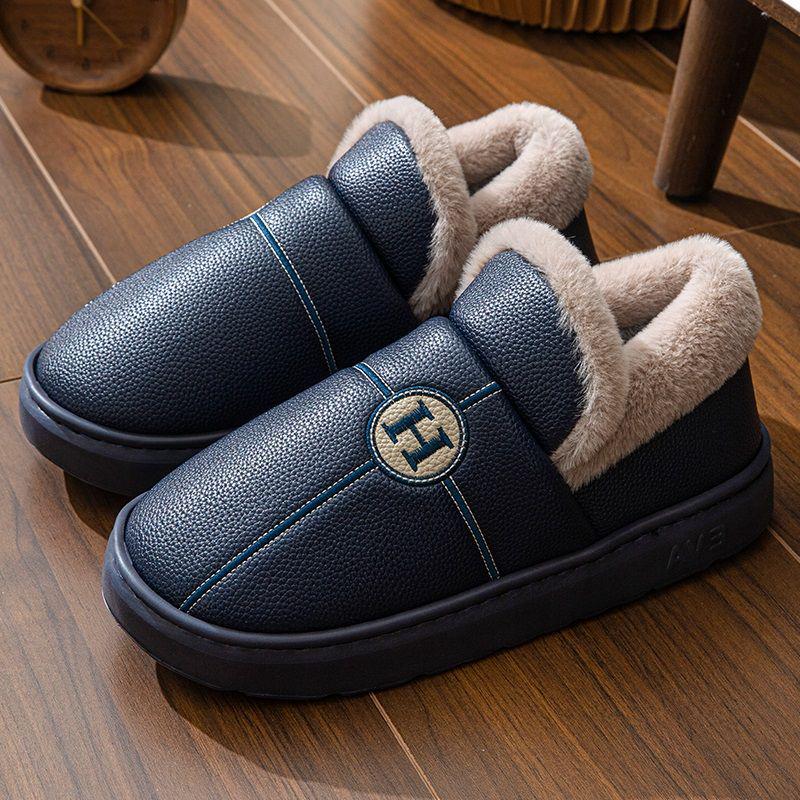 

Men s Extra Large Velvet-Lined Non-Slip Cotton Slippers for Indoor/Outdoor Use - Warm Closed-Heel Design for Autumn and Winter. Size 46-47 (fits 45-46) темно-синього кольору