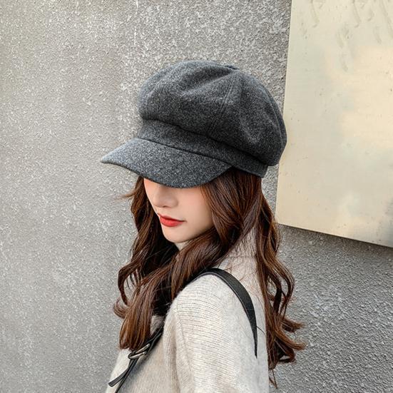 Beret Hats Exquisite Stitching Thick Woolen Casual All Match Decorative Winter Beret Caps for Women