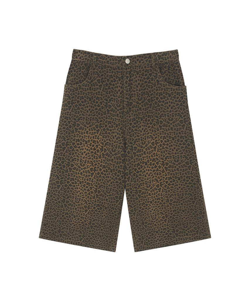 Tonsle Washed Leopard Bermuda Pants Brown