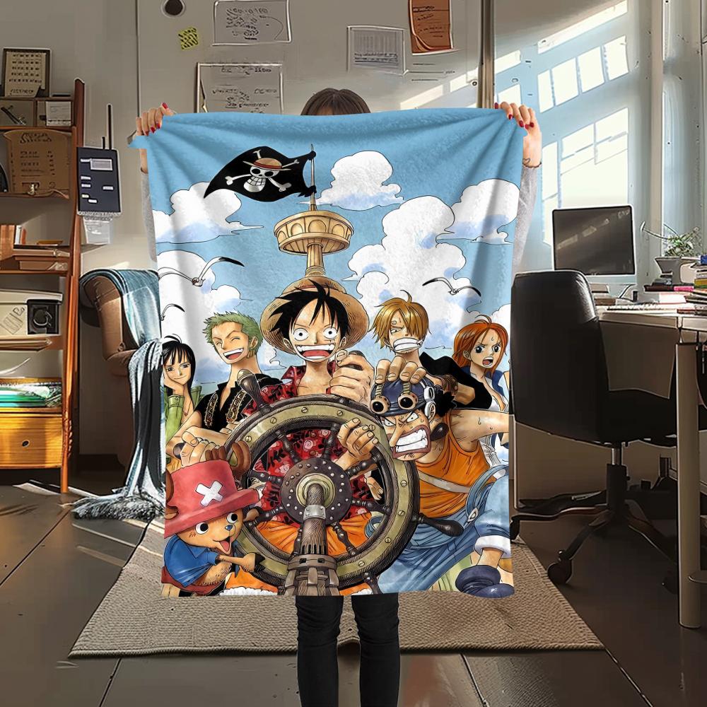 

Фланелева ковдра з принтом персонажів One Piece, Висока якість, Зручна для всіх сезонів, Декор для дому, Тепло та затишок, Ідеально для різдвяних подарунків 80cm x 120cm