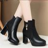 2025 Nové kotníkové boty Dámské Kvalitní Platforma Plyšové Teplé Boty Dámská Móda Krátká Bota Černé Robustní Vysoký Podpatek Dámské Boty Velikost41