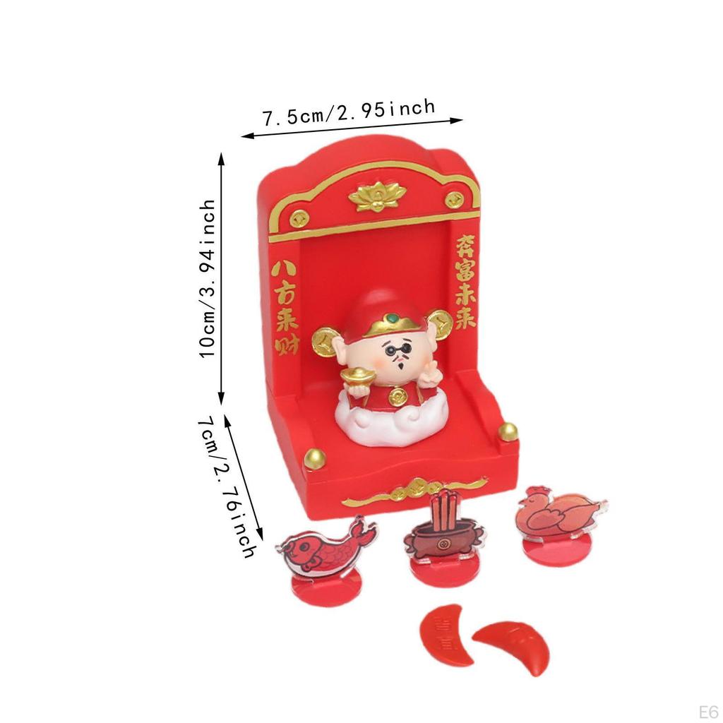 Chinese Deity Figurine with Altar for Spring Festival Tabletop Display
