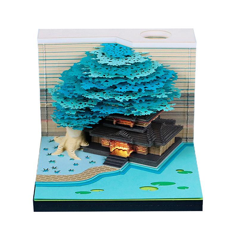 

Календарь-часы 2026 Настольный календарь со светодиодной подсветкой 3D Отрывной календарь Бумажная резьба Искусство Блокнот для заметок Подарок Рождество A4