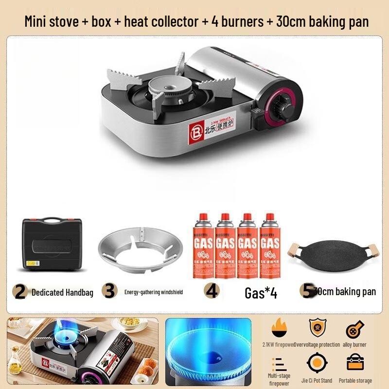 OEING Portable Mini Cassette Stove with Grill Pan Set Standard Set