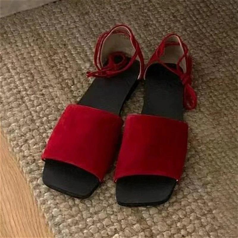 Fashion Square Toe Women's Sandals Flats Casual Shoes 2025 Summer Walking Comfort Shoes Open Toe Slides Fashion Beach Flip Flops Shoes